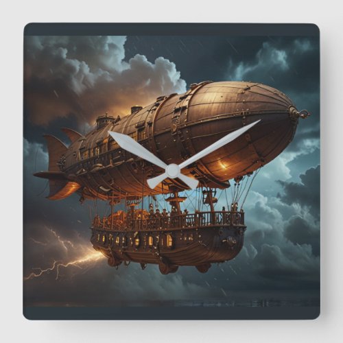 Steampunk Submersible Ocean_liner Square Wall Clock