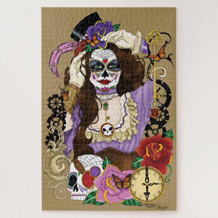Steampunk Sugar Skull Jigsaw Puzzle Zazzle