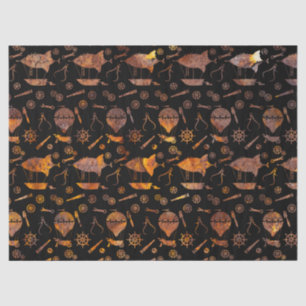 Steampunk Super Colorful Rusty Airships Tissue Paper