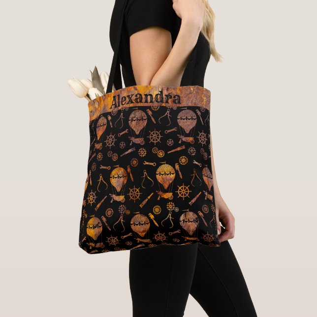 Steampunk Super Colorful Rusty Balloons Tote Bag (Close Up)