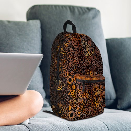 Steampunk Super Colorful Rusty Gears Custom Name Printed Backpack