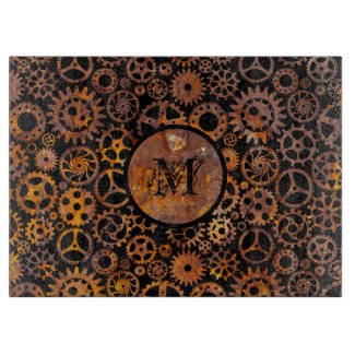 Steampunk  Super Colorful Rusty Gears Monogram
