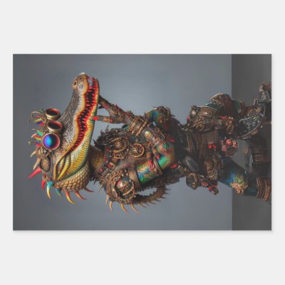 Steampunk Swamp Alligators Decoupage  Wrapping Paper Sheets