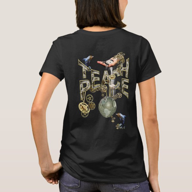 Steampunk Teach peace T-Shirt (Back)