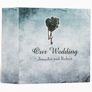 Steampunk Teal Heart Wedding Binder