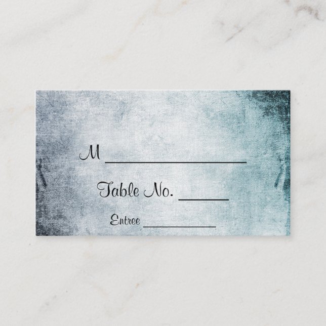 Steampunk Teal Heart Wedding Place Cards (Front)