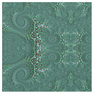 Steampunk Teal Spotted Octopus Fine Fractal Art Fabric