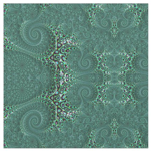 Steampunk Teal Spotted Octopus Fine Fractal Art Fabric