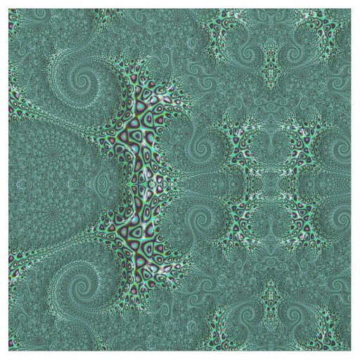 Steampunk Teal Spotted Octopus Fine Fractal Art Fabric