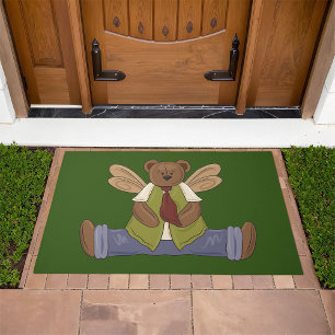 Steampunk Teddy Bear with Fairy Wings Doormat