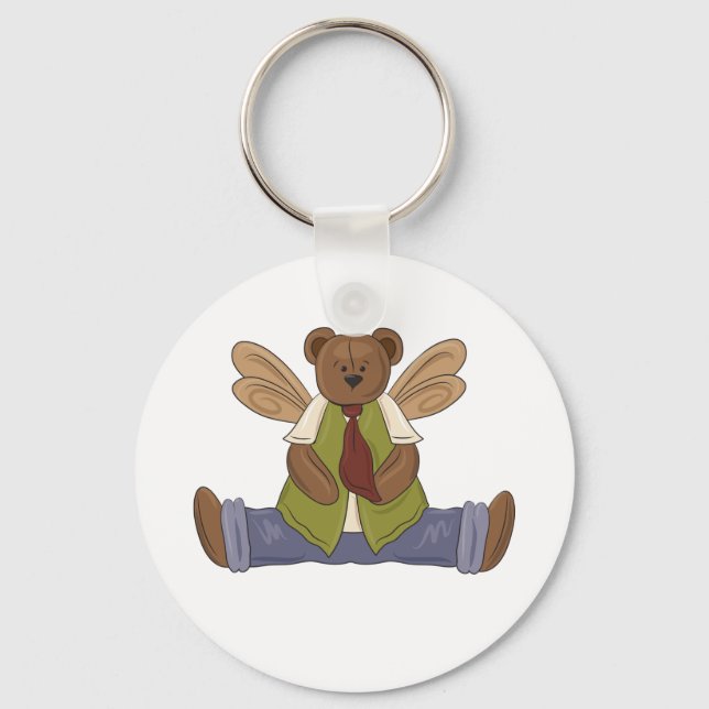 Steampunk Teddy Bear with Fairy Wings  Keychain (Front)