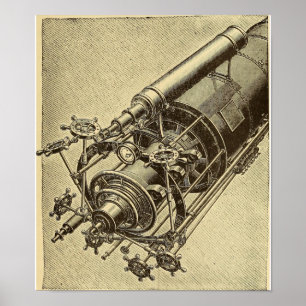 Steampunk Telescope vintage 1898 illustration Poster
