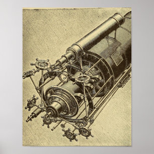 Steampunk Telescope vintage 1898 illustration Poster
