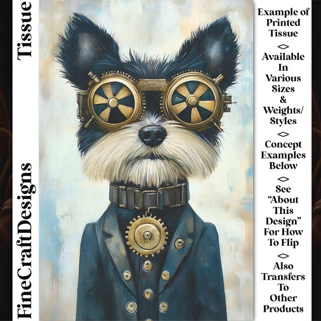 Steampunk Terrier Dog In Goggles CY3 Decoupage Tissue Paper (Creator Uploaded)