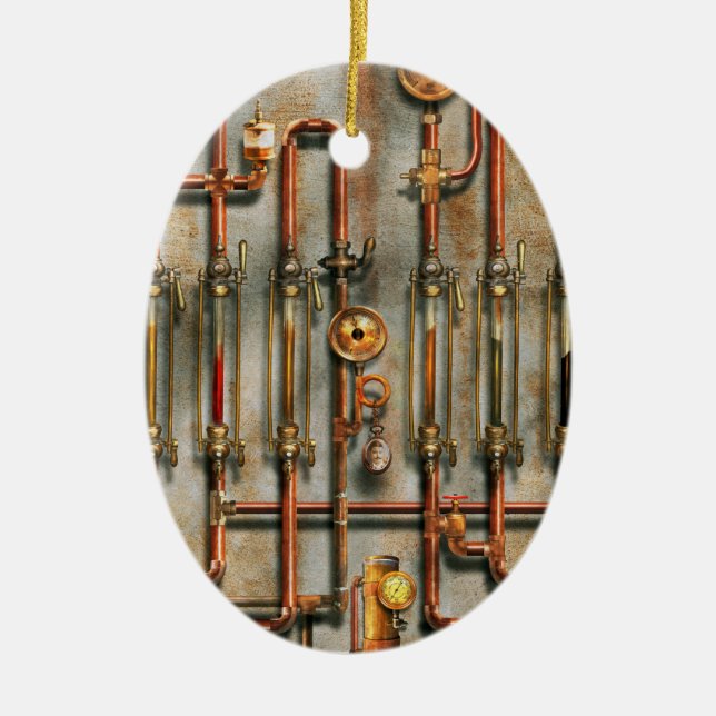 Steampunk - The lubrication manifold Ceramic Ornament (Front)