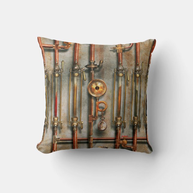 Steampunk - The lubrication manifold Throw Pillow (Front)