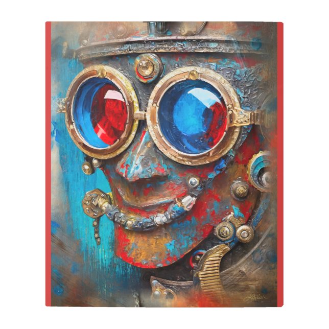 Steampunk The Tin Man Portrait Metal Print (Front)