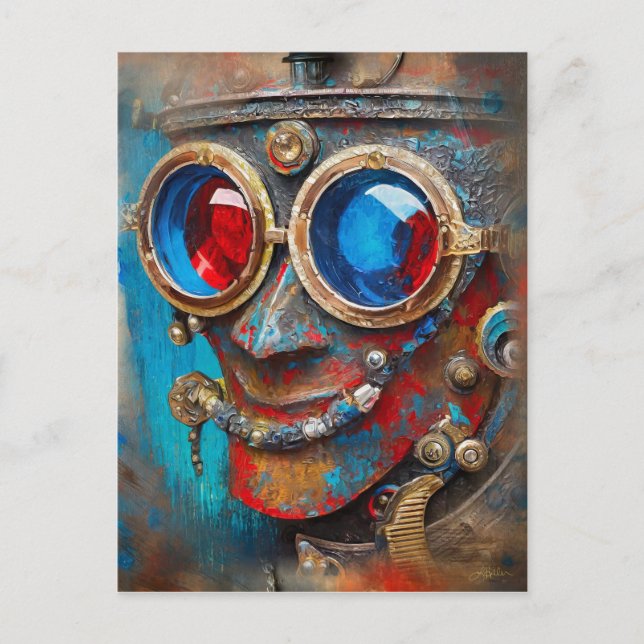 Steampunk The Tin Man Portrait Postcard (Front)