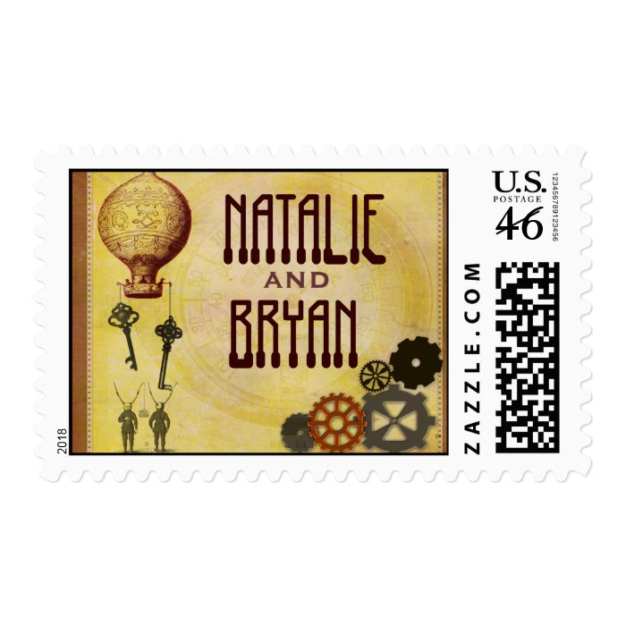 STEAMPUNK theme invitation stamps