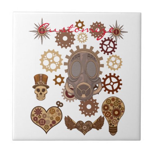 Steampunk Theme Thunder_Cove Ceramic Tile