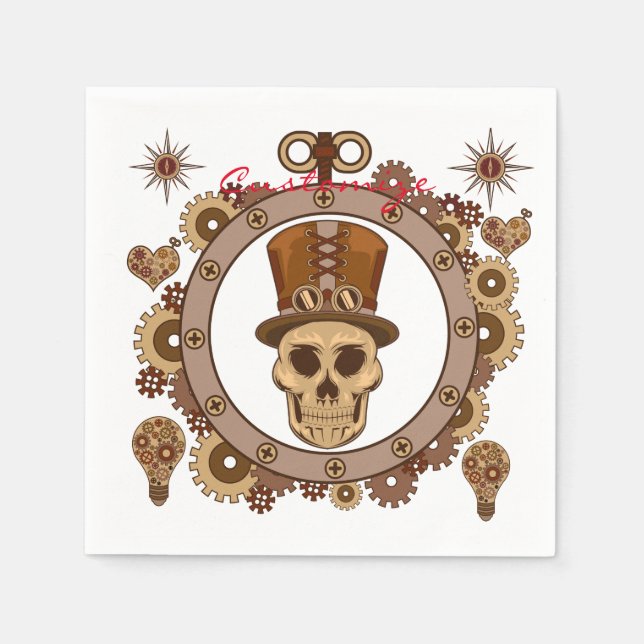 Steampunk Theme Top Hat Skull Thunder_Cove Napkins (Front)