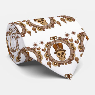 Steampunk Theme Top Hat Skull Thunder_Cove Neck Tie