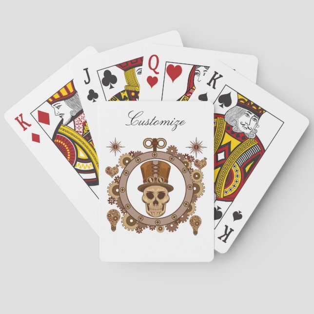 Steampunk Theme Top Hat Skull Thunder_Cove Poker Cards (Back)