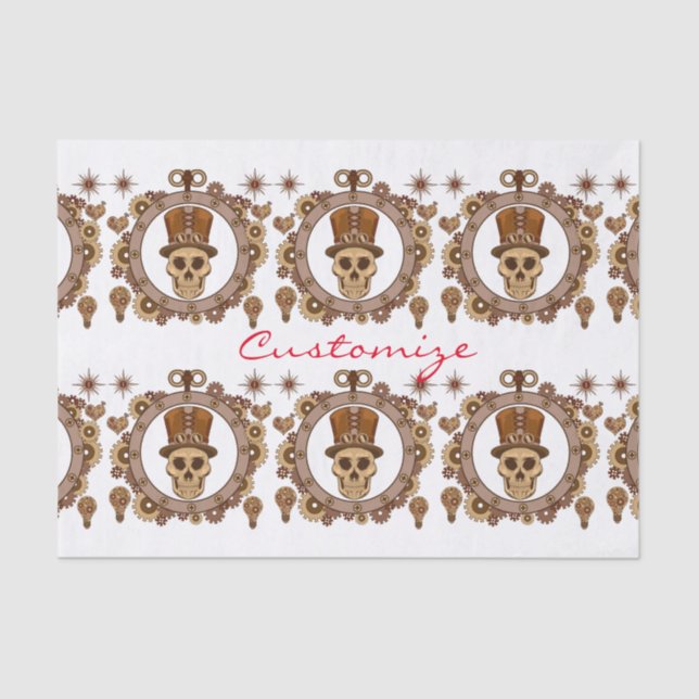 Steampunk Theme Top Hat Skull Thunder_Cove Tissue Paper (Front)