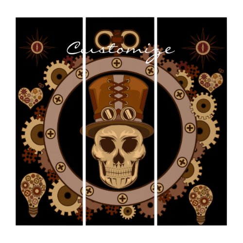 Steampunk Theme Top Hat Skull Thunder_Cove Triptych