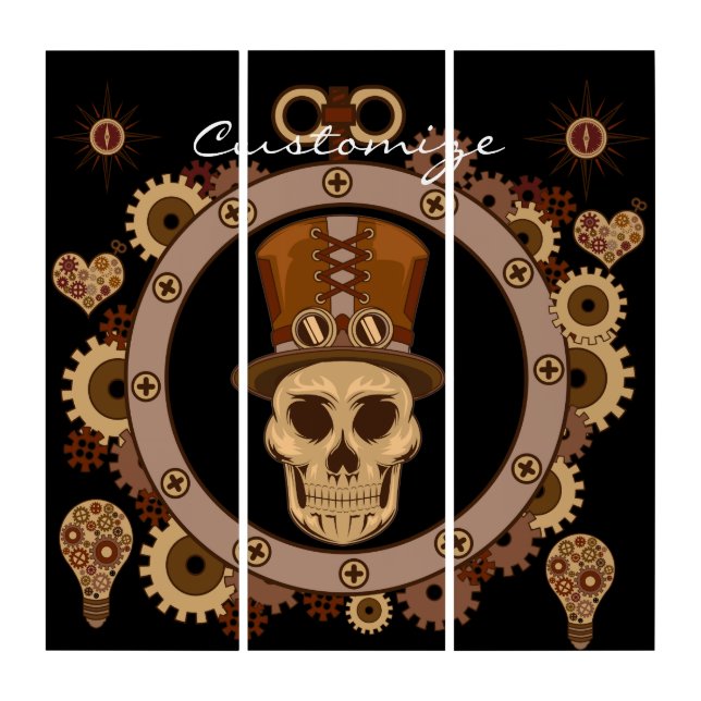 Steampunk Theme Top Hat Skull Thunder_Cove Triptych (Front)