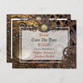 Steampunk Themed Wedding Save the Date Announcement Postcard (Front/Back)
