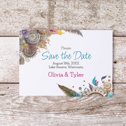 Steampunk themed Wedding Save the Date Invitation