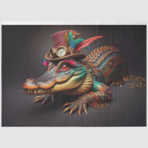 Steampunk TicTok Alligator Decoupage Tissue Paper