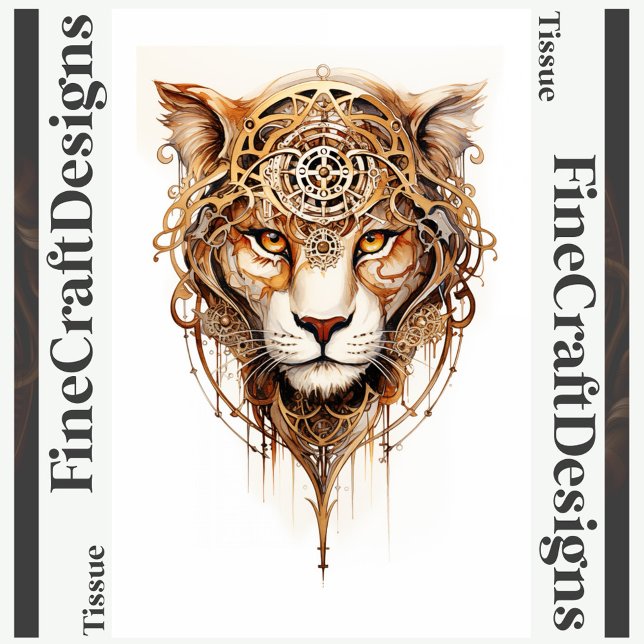 Steampunk Tiger Metallic Wheels Decoupage L 136 Tissue Paper (Creator Uploaded)