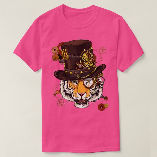 Steampunk Tiger Steampunk Tiger Animal Lovers  T-Shirt (Design Front)