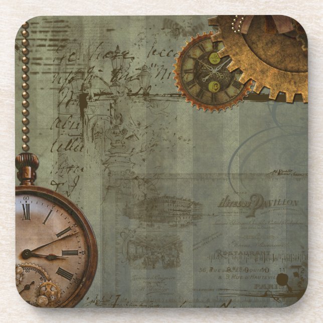 Steampunk Time Machine Beverage Coaster (Front)