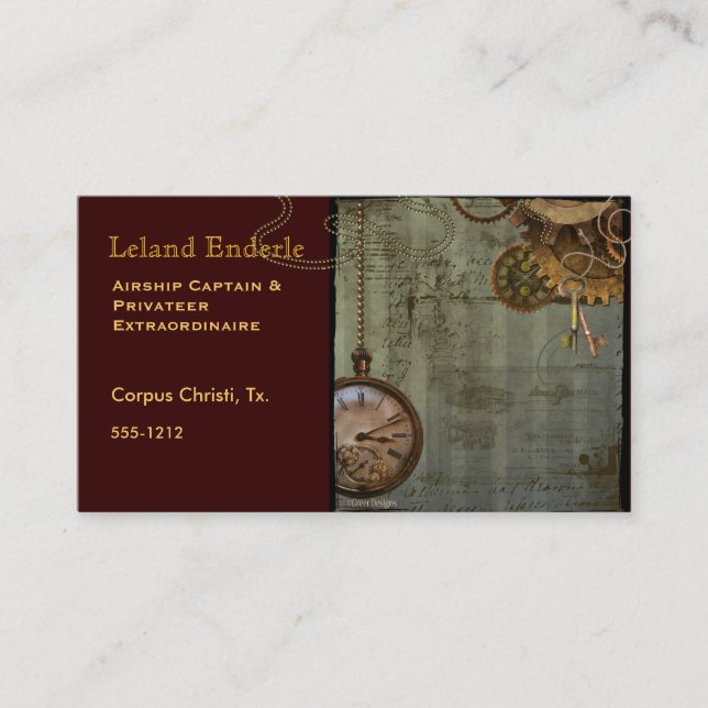 Steampunk Time Machine Business Profile Cards (Front)