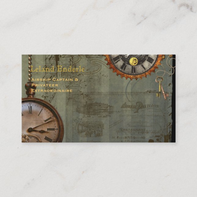 Steampunk Time Machine Business Profile Cards (Front)