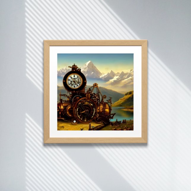 Steampunk Time Machine in Swiss Alps Fantasy Art Poster (Creator Uploaded)