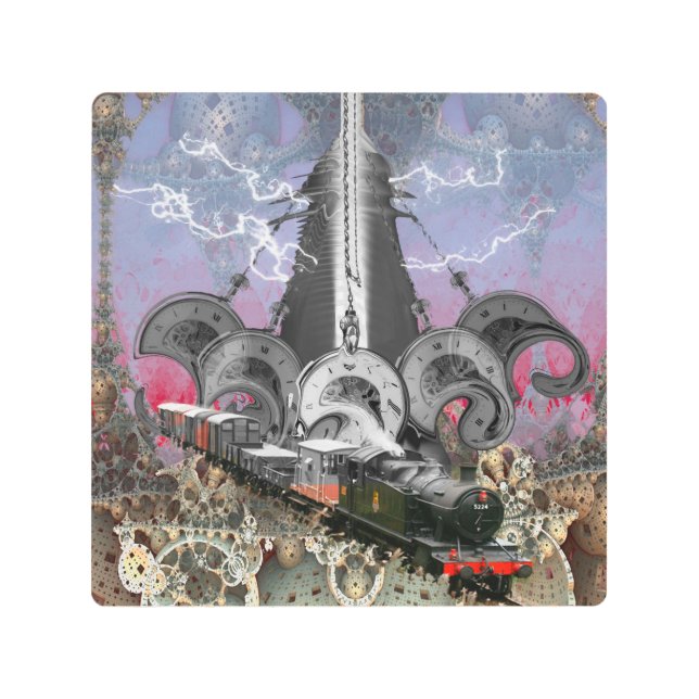 Steampunk Time Machine Metal Wall Art (Front)