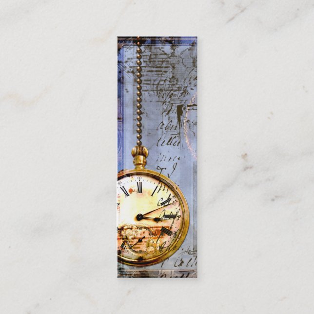 Steampunk Time Machine Pocket Watch Business Card (Front)