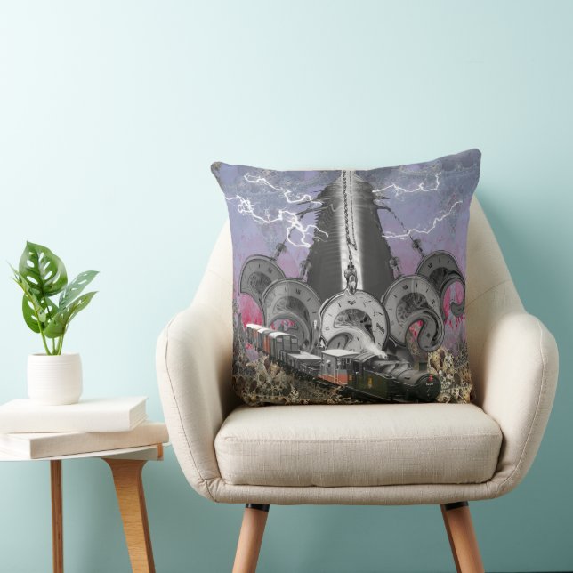 Steampunk Time Machine Throw Pillow (Chair)