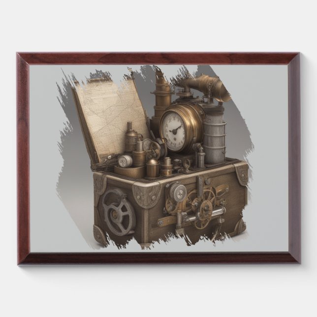 Steampunk Time Machine - Vintage Treasure Chest  Award Plaque (Horizontal)