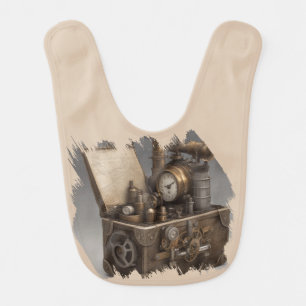 Steampunk Time Machine - Vintage Treasure Chest  Baby Bib