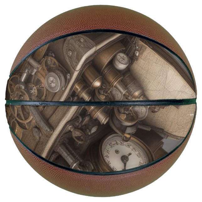 Steampunk Time Machine - Vintage Treasure Chest  Basketball (Front)