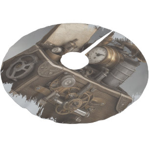 Steampunk Time Machine - Vintage Treasure Chest Brushed Polyester Tree Skirt