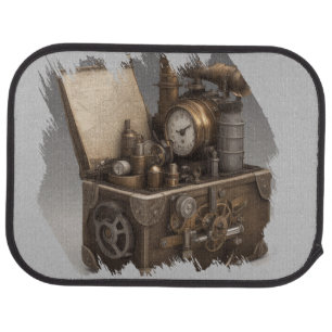 Steampunk Time Machine - Vintage Treasure Chest Car Floor Mat