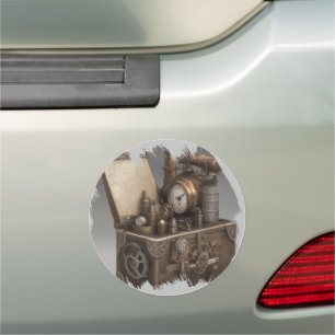 Steampunk Time Machine - Vintage Treasure Chest  Car Magnet