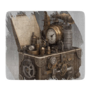 Steampunk Time Machine - Vintage Treasure Chest Cutting Board
