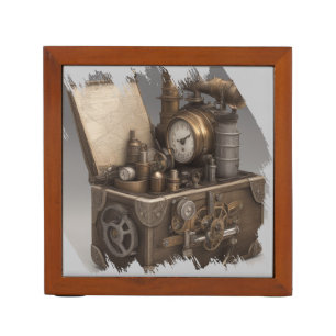 Steampunk Time Machine - Vintage Treasure Chest  Desk Organizer